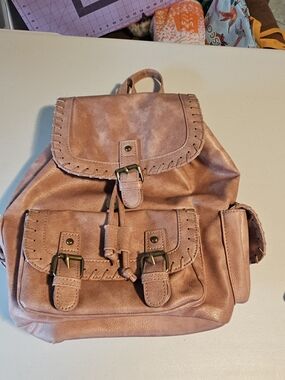 Under One Sky Women's Pink Faux-Leather Backpack